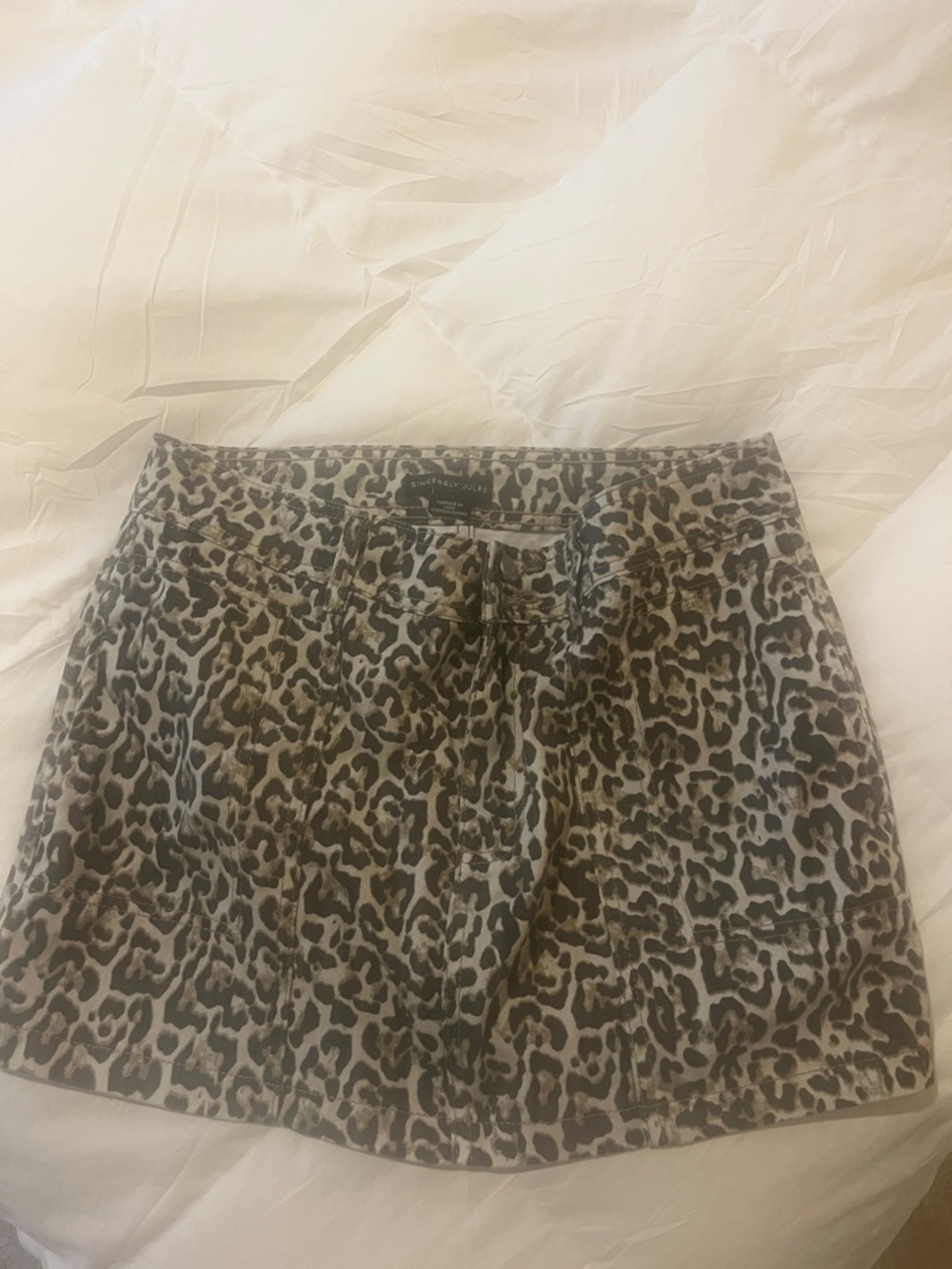 Leopard Print Mini Skirt - tan/brown